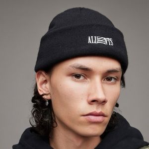 AllSaints Black Oppose Acrylic/Wool Beanie MSRP: $69